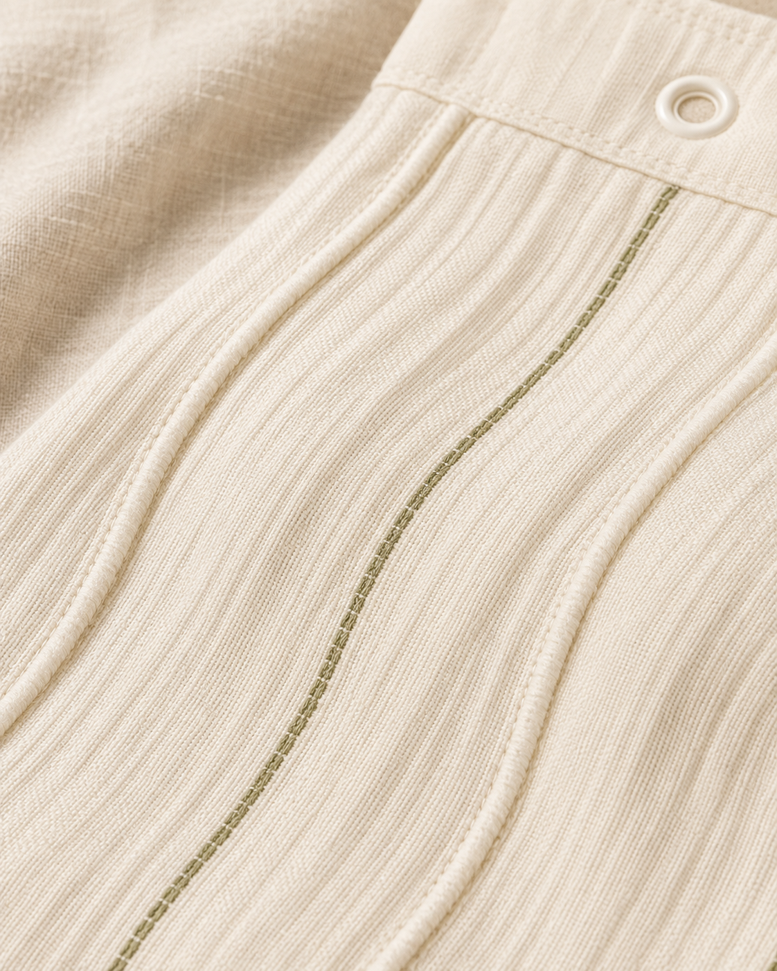 Serelle Drift-Weave Shower Curtain – Natural Ivory & Sage