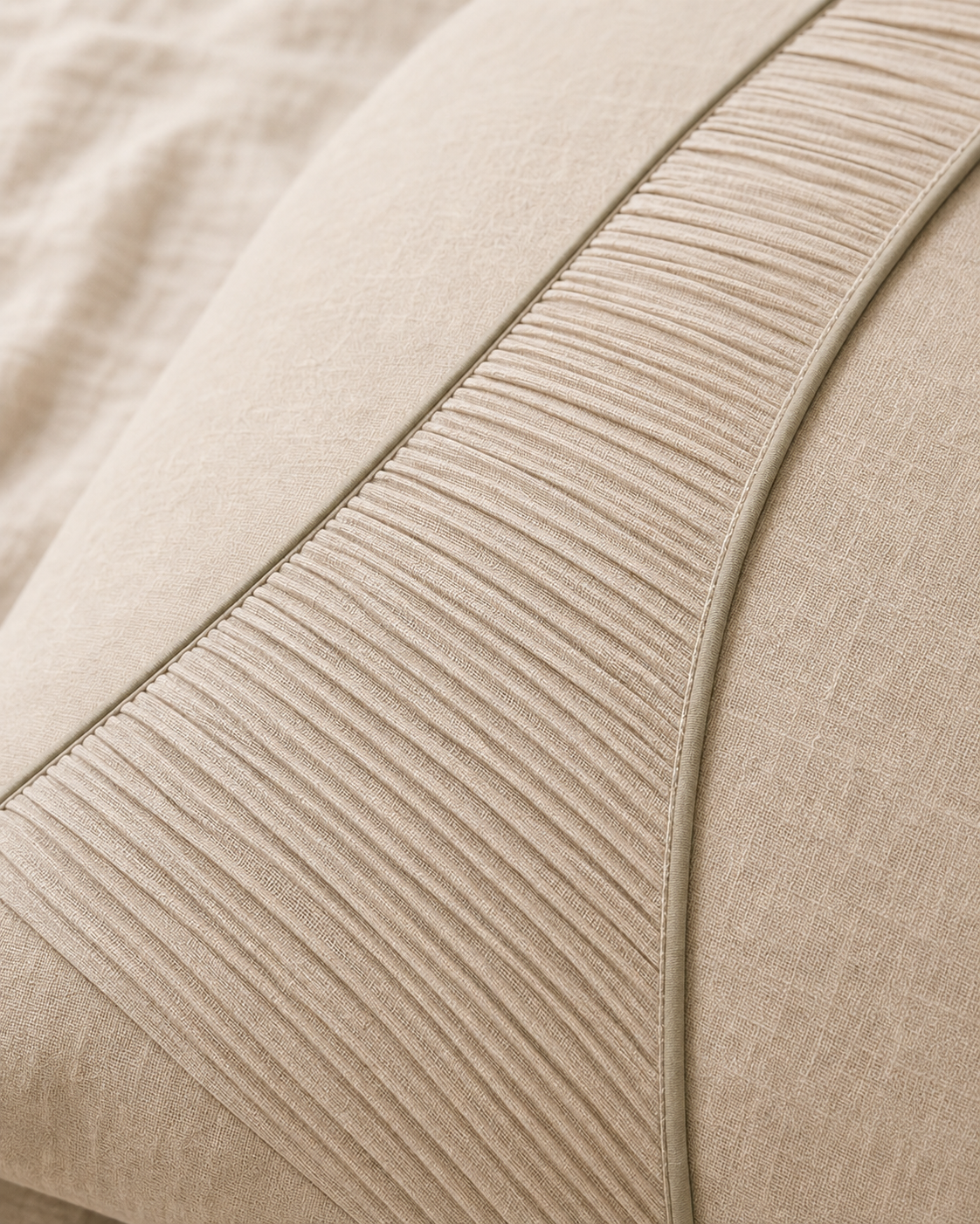 Mirelle Crescent-Pleat 3-Piece Duvet Cover Set – Oat & Sage
