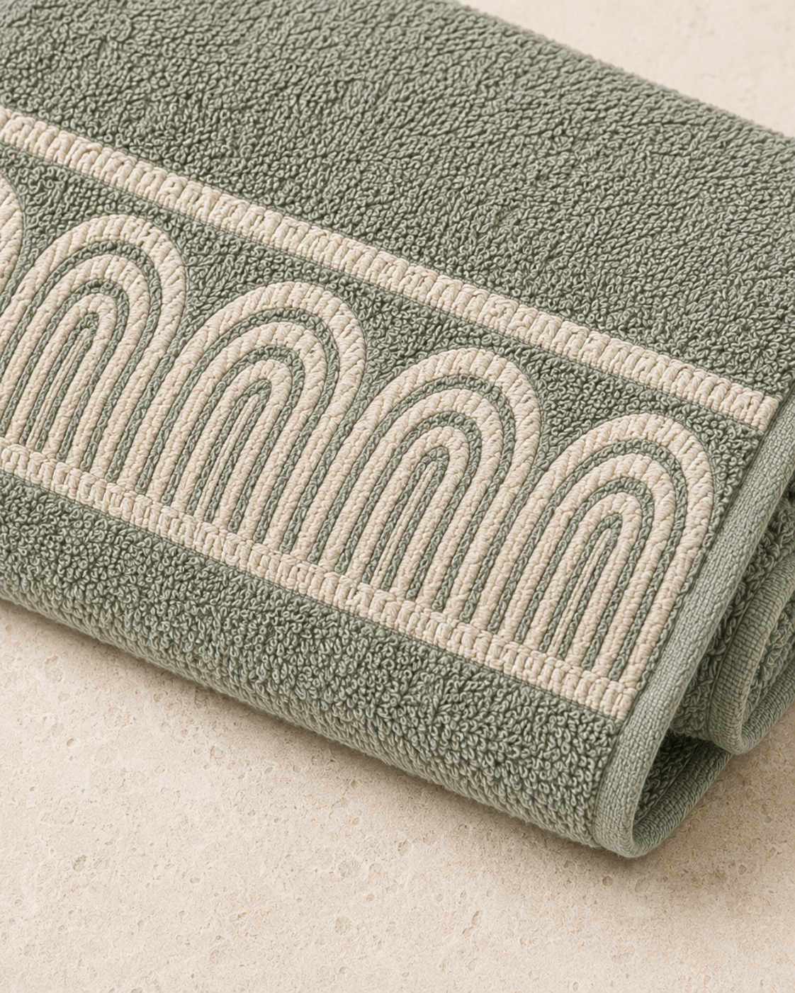 Aurevia Arch-Weave 6-Piece Cotton Towel Set – Eucalyptus Sage