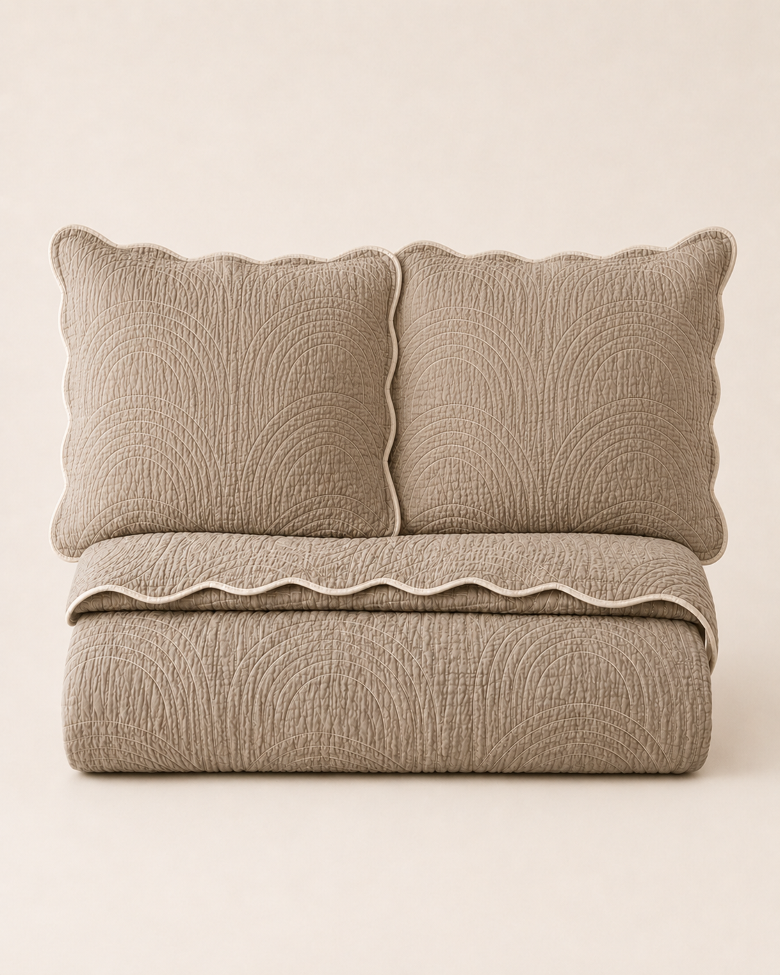 Solenne Arc-Quilt Coverlet Set – Stone Clay