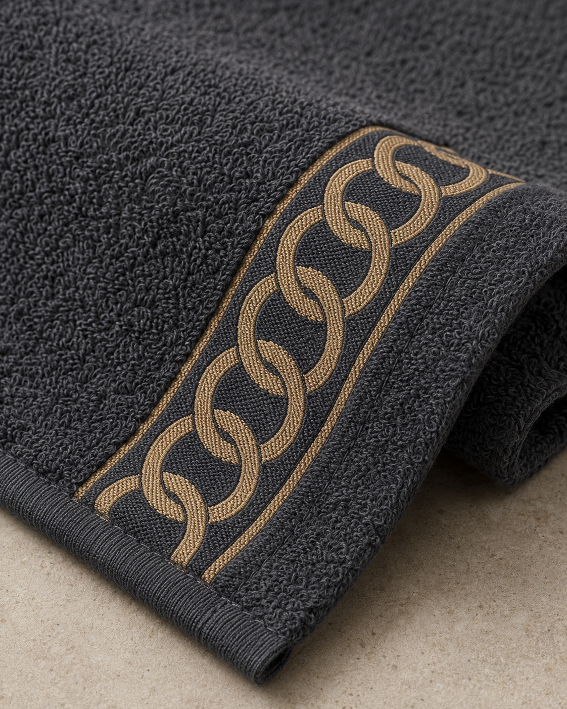 Orlune Interlock 6-Piece Cotton Towel Set – Graphite & Sand Gold