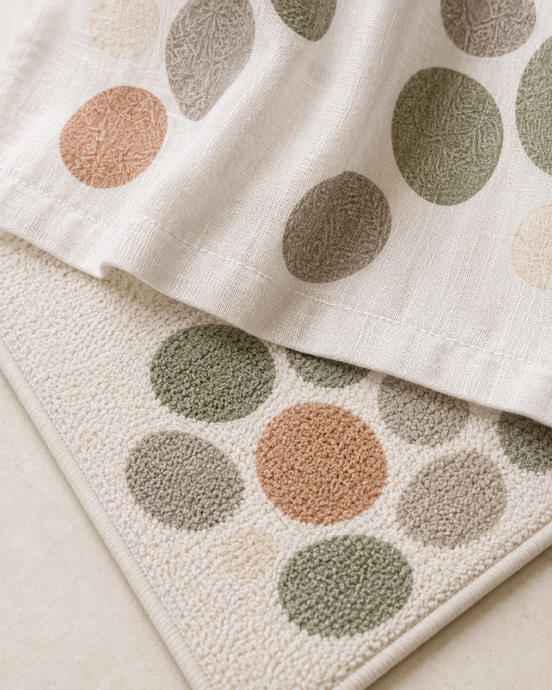Elowra Pebble-Grove 2-Piece Shower Curtain & Bath Mat Set – Chalk White