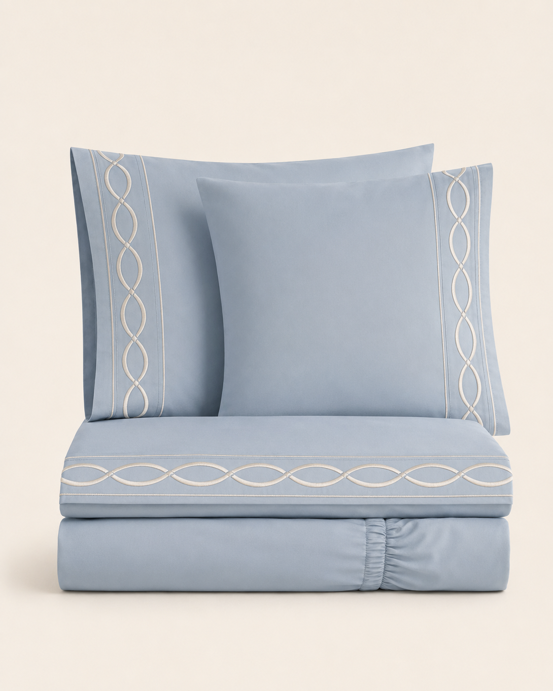 Virelle Loop-Edge 4-Piece Sheet Set – Mist Blue