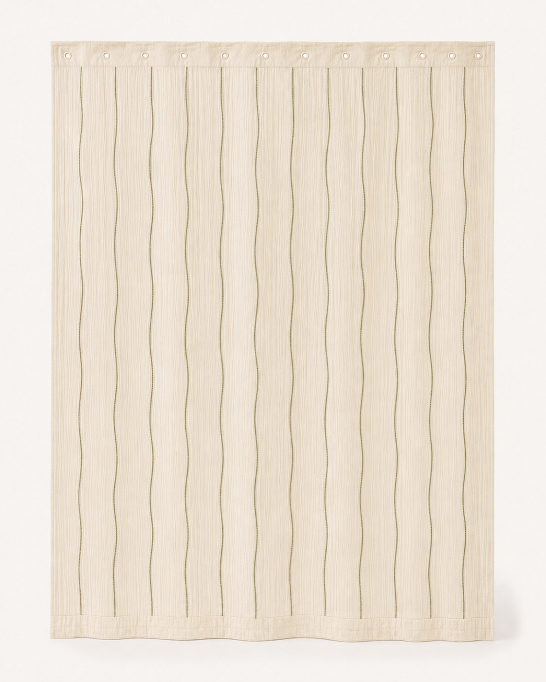 Serelle Drift-Weave Shower Curtain – Natural Ivory & Sage